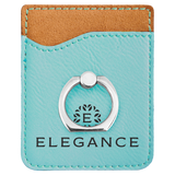 Teal with Black Engraving Phone Wallet with Ring - Laser Engraved Leatherette
