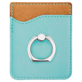 Teal with Black Engraving Phone Wallet with Ring - Laser Engraved Leatherette