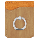 Bamboo with Black Engraving Phone Wallet with Ring - Laser Engraved Leatherette