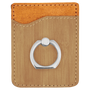 Bamboo with Black Engraving Phone Wallet with Ring - Laser Engraved Leatherette