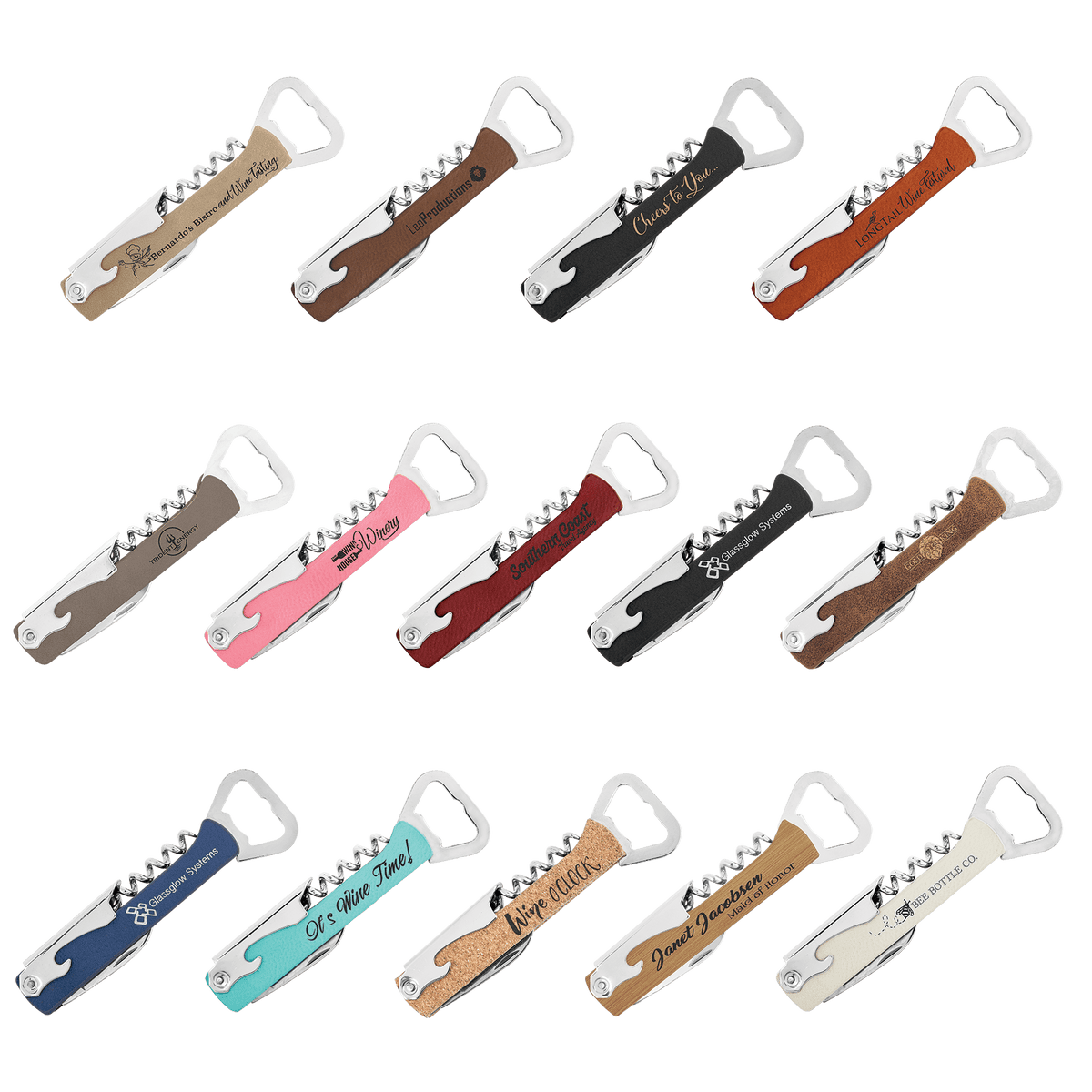 Leatherette Wine Corkscrew - Premium Custom Engraved Tool