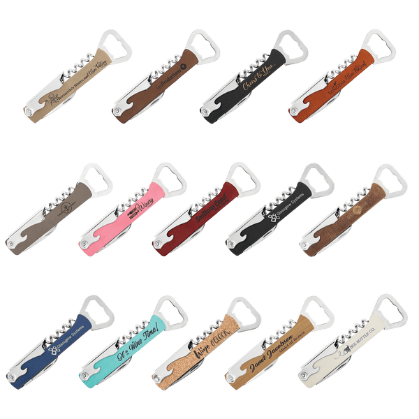 Leatherette Wine Corkscrew - Premium Custom Engraved Tool