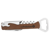 Dark Brown with Black Engraving Leatherette Wine Corkscrew - Laser Engraved Leatherette