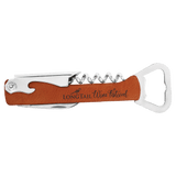 Rawhide with Black Engraving Leatherette Wine Corkscrew - Laser Engraved Leatherette