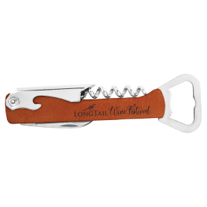 Rawhide with Black Engraving Leatherette Wine Corkscrew - Laser Engraved Leatherette