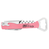 Pink with Black Engraving Leatherette Wine Corkscrew - Laser Engraved Leatherette