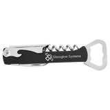 Black with Silver Engraving Leatherette Wine Corkscrew - Laser Engraved Leatherette