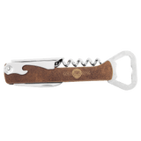 Rustic with Gold Engraving Leatherette Wine Corkscrew - Laser Engraved Leatherette