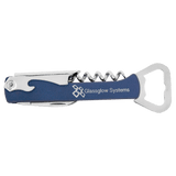 Blue with Silver Engraving Leatherette Wine Corkscrew - Laser Engraved Leatherette