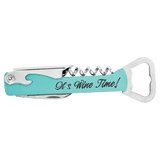Teal with Black Engraving Leatherette Wine Corkscrew - Laser Engraved Leatherette