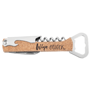 Leatherette Wine Corkscrew - Laser Engraved Leatherette