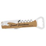 Bamboo with Black Engraving Leatherette Wine Corkscrew - Laser Engraved Leatherette