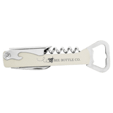 White with Black Engraving Leatherette Wine Corkscrew - Laser Engraved Leatherette