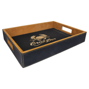 Black with Gold Engraving Serving Tray - Laser Engraved Leatherette