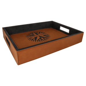 Rawhide with Black Engraving Serving Tray - Laser Engraved Leatherette