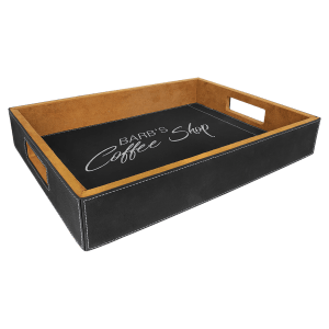 Black with Silver Engraving Serving Tray - Laser Engraved Leatherette