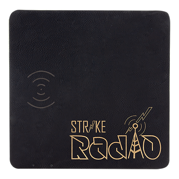 Black with Gold Engraving Leatherette Phone Charging Mat - Laser Engraved Leatherette