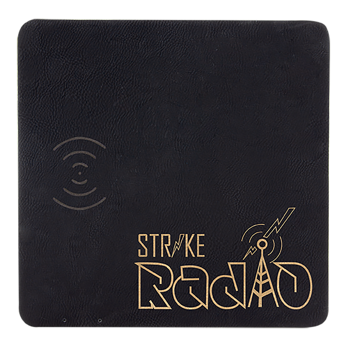 Black with Gold Engraving Leatherette Phone Charging Mat - Laser Engraved Leatherette