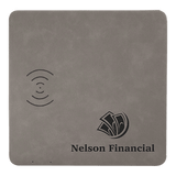 Gray with Black Engraving Leatherette Phone Charging Mat - Laser Engraved Leatherette