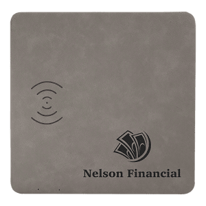 Gray with Black Engraving Leatherette Phone Charging Mat - Laser Engraved Leatherette