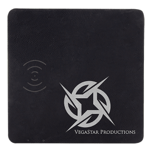 Black with Silver Engraving Leatherette Phone Charging Mat - Laser Engraved Leatherette