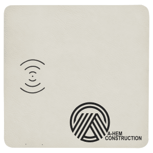 White with Black Engraving Leatherette Phone Charging Mat - Laser Engraved Leatherette