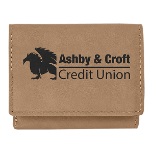 Light Brown with Black Engraving Trifold Wallet - Laser Engraved Leatherette
