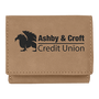 Light Brown with Black Engraving Trifold Wallet - Laser Engraved Leatherette