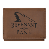 Dark Brown with Black Engraving Trifold Wallet - Laser Engraved Leatherette