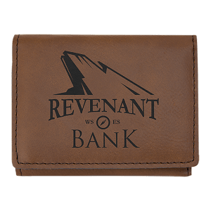 Dark Brown with Black Engraving Trifold Wallet - Laser Engraved Leatherette
