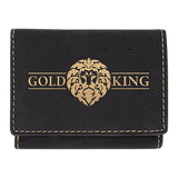 Black with Gold Engraving Trifold Wallet - Laser Engraved Leatherette