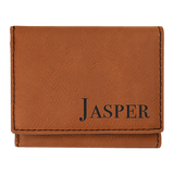 Rawhide with Black Engraving Trifold Wallet - Laser Engraved Leatherette