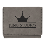 Gray with Black Engraving Trifold Wallet - Laser Engraved Leatherette
