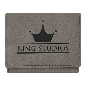 Gray with Black Engraving Trifold Wallet - Laser Engraved Leatherette