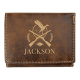 Rustic with Gold Engraving Trifold Wallet - Laser Engraved Leatherette