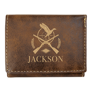 Rustic with Gold Engraving Trifold Wallet - Laser Engraved Leatherette