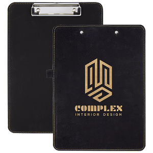 Black with Gold Engraving Clipboard - Laser Engraved Leatherette