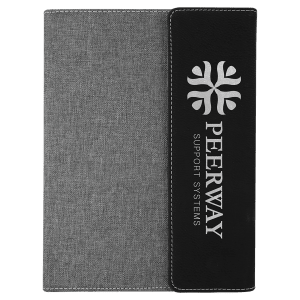 Black with Silver Engraving Canvas Portfolio - Laser Engraved Leatherette