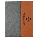 Rawhide with Black Engraving Canvas Portfolio - Laser Engraved Leatherette