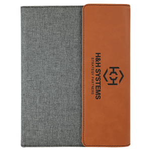 Rawhide with Black Engraving Canvas Portfolio - Laser Engraved Leatherette