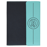 Teal with Black Engraving Canvas Portfolio - Laser Engraved Leatherette