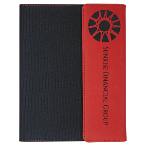 Red with Black Engraving Canvas Portfolio - Laser Engraved Leatherette