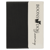 White with Black Engraving Canvas Portfolio - Laser Engraved Leatherette