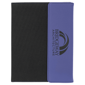Purple with Black Engraving Canvas Portfolio - Laser Engraved Leatherette