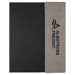 Gray with Black Engraving Canvas Portfolio - Laser Engraved Leatherette