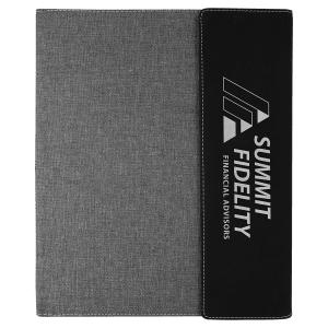 Black-Gray Canvas Portfolio - Laser Engraved Leatherette