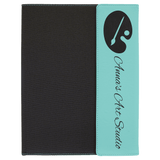 Teal with Black Engraving Canvas Portfolio - Laser Engraved Leatherette