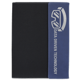 Blue with Silver Engraving Canvas Portfolio - Laser Engraved Leatherette