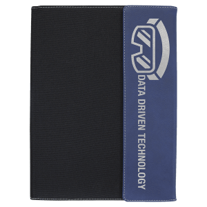 Blue with Silver Engraving Canvas Portfolio - Laser Engraved Leatherette