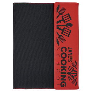 Red with Black Engraving Canvas Portfolio - Laser Engraved Leatherette